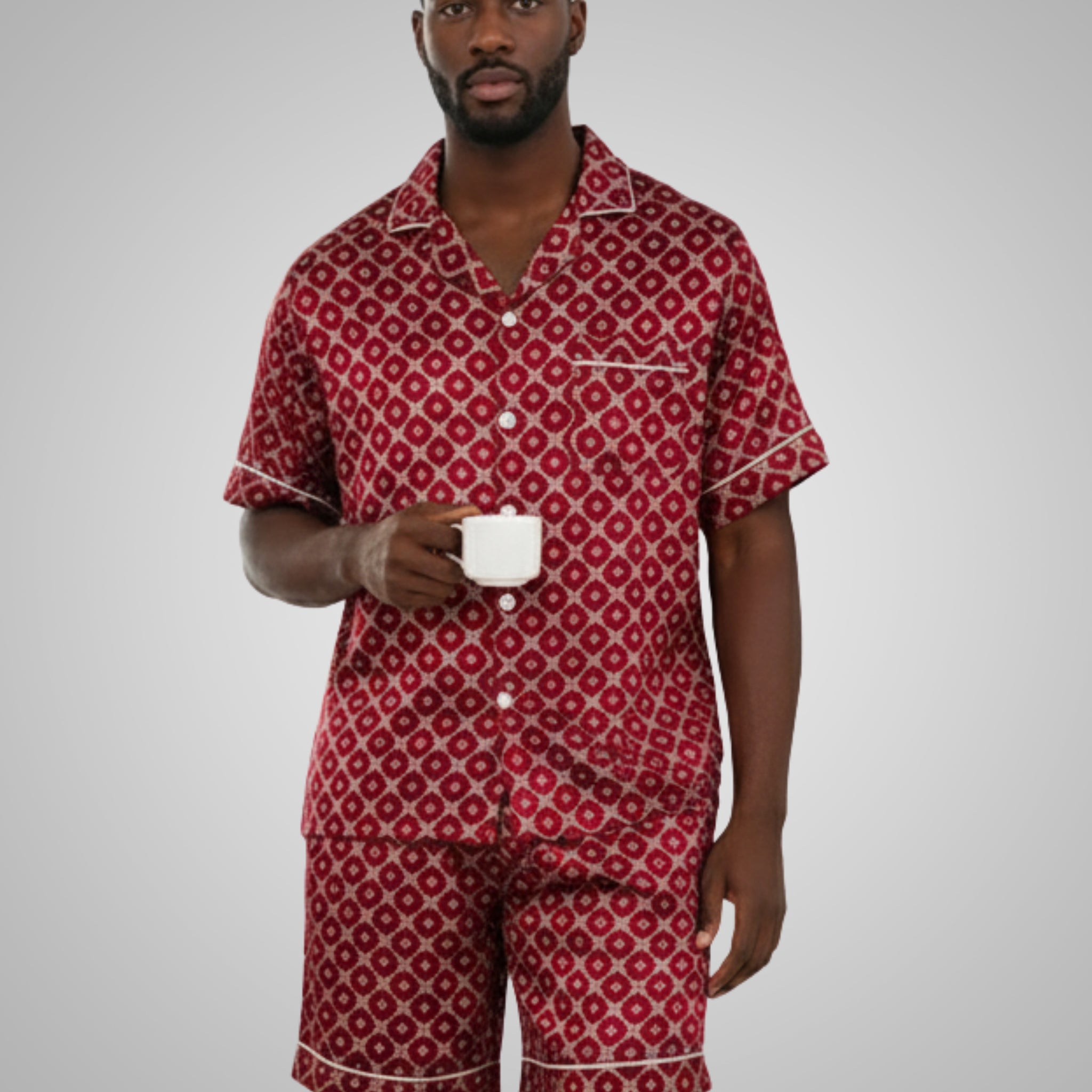 Men's Silky Satin Pajama Short Set