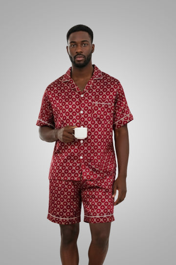 Men's Silky Satin Pajama Short Set