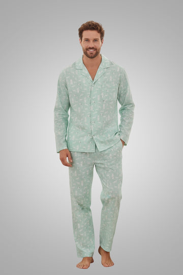 Men's Premium Flanel Pajamas Set - Classic Notch Collar Loungewear