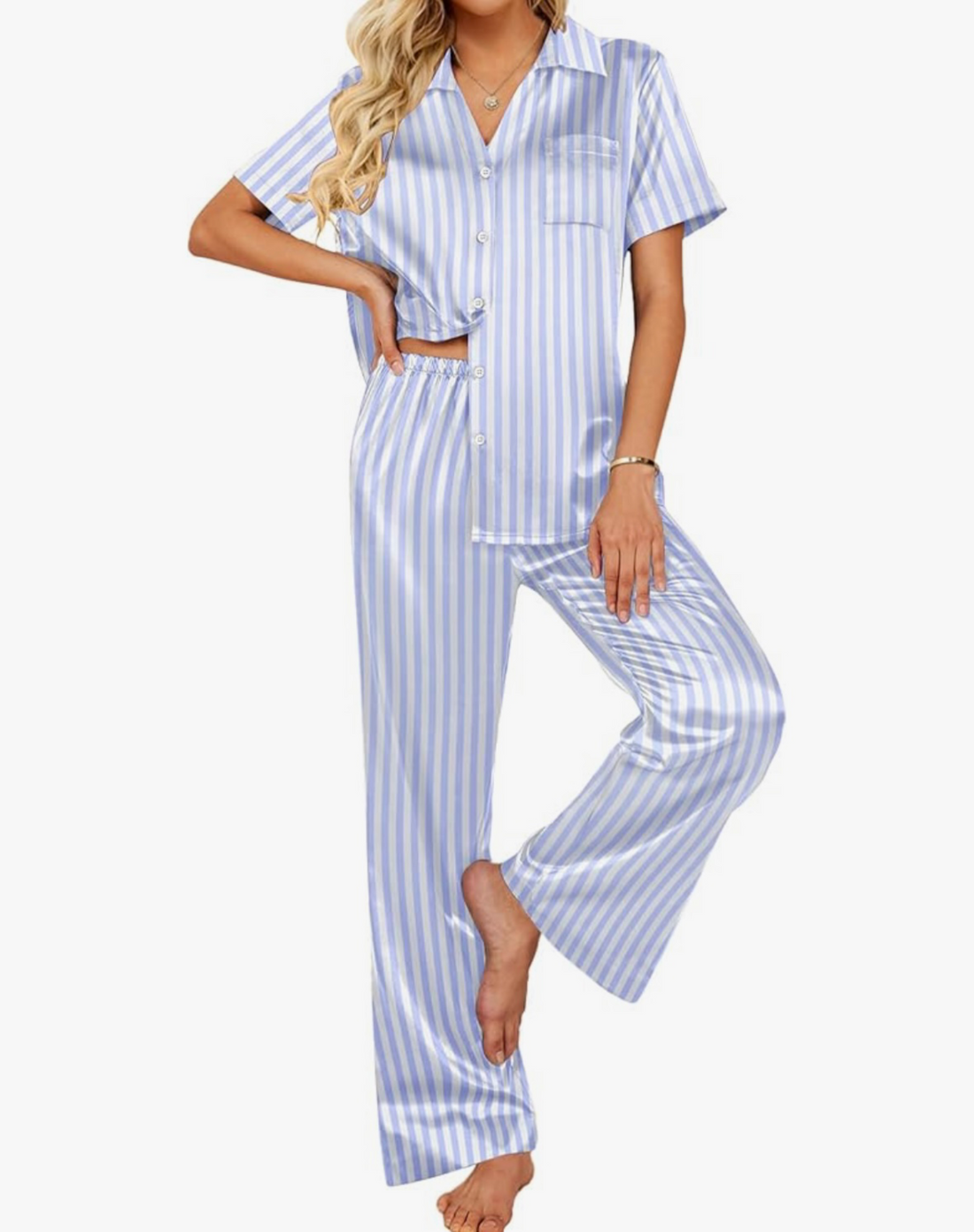 Silk Pajamas For Women 2 Piece Set Satin Pjs Long Sleeve Button Up