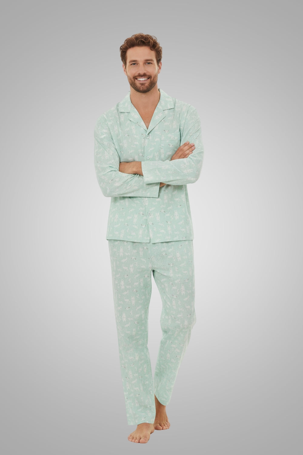Men's Premium Flanel Pajamas Set - Classic Notch Collar Loungewear
