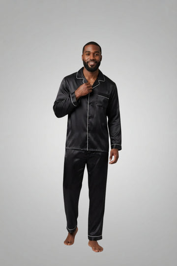 Men's Silk Satin Pajamas Set Long Sleeve