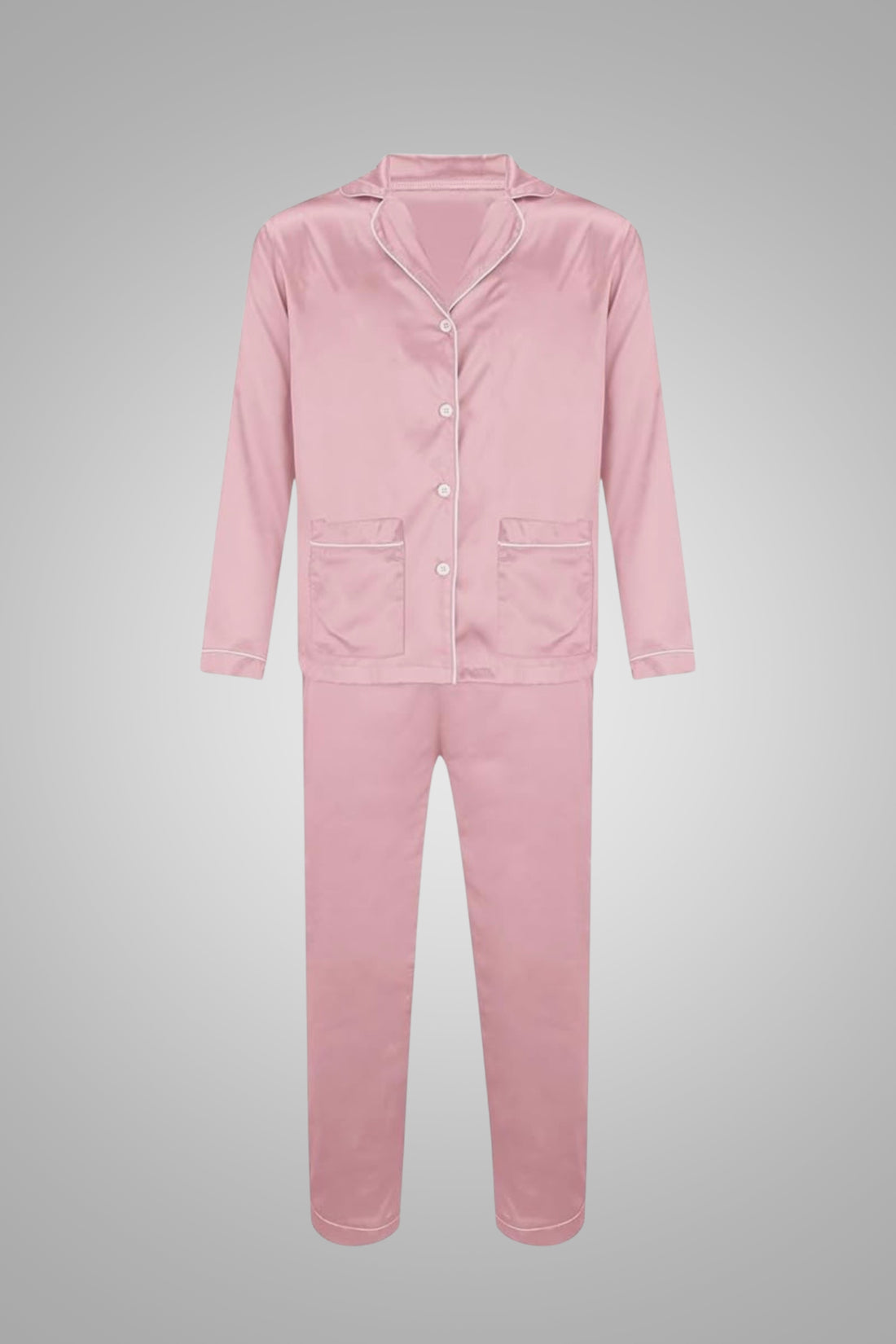 Men's Silk Satin Pajama Set - Long Sleeve Button-Down Sleepwear