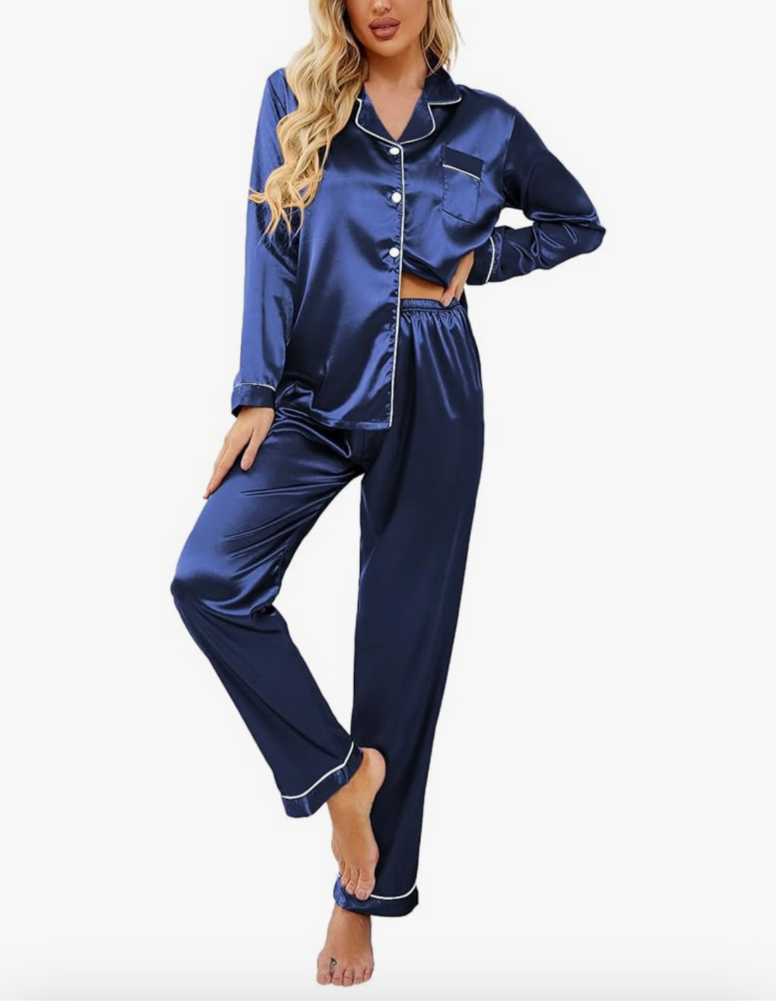 Plain Satin Silk Night Suit For Women And Girls With Shirt And Trouser