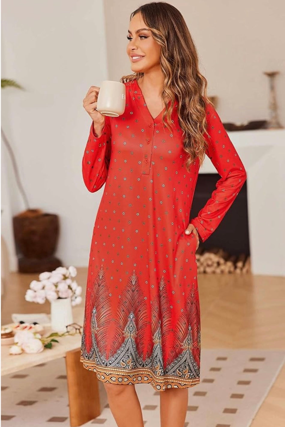Women's Nightgowns Long Sleepshirts Button Up Night Gown