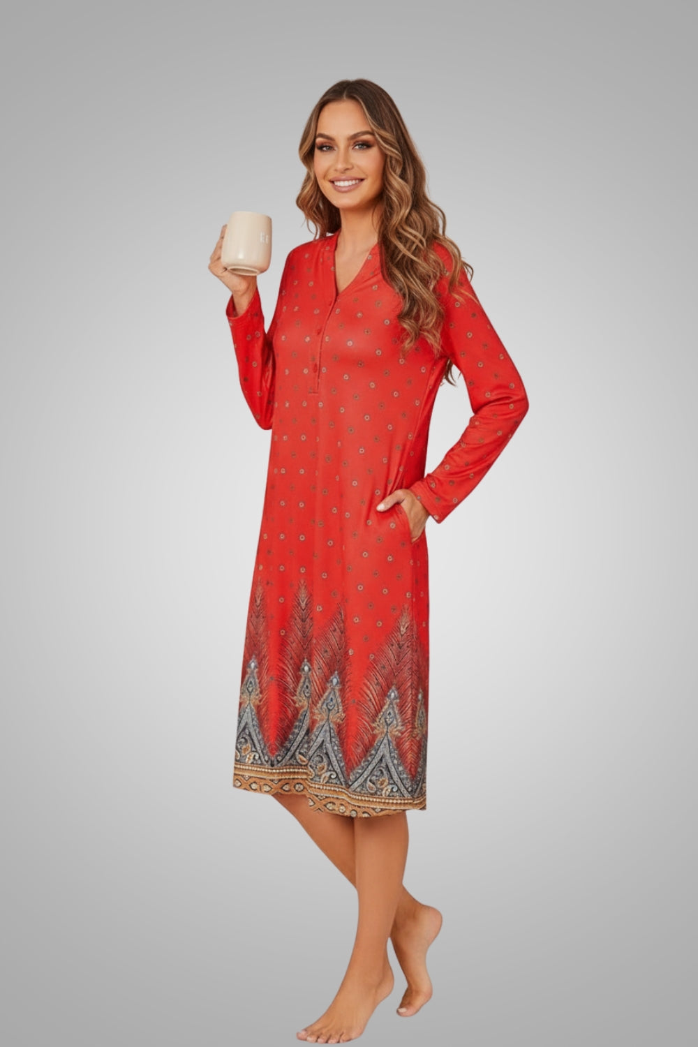 Women's Nightgowns Long Sleepshirts Button Up Night Gown
