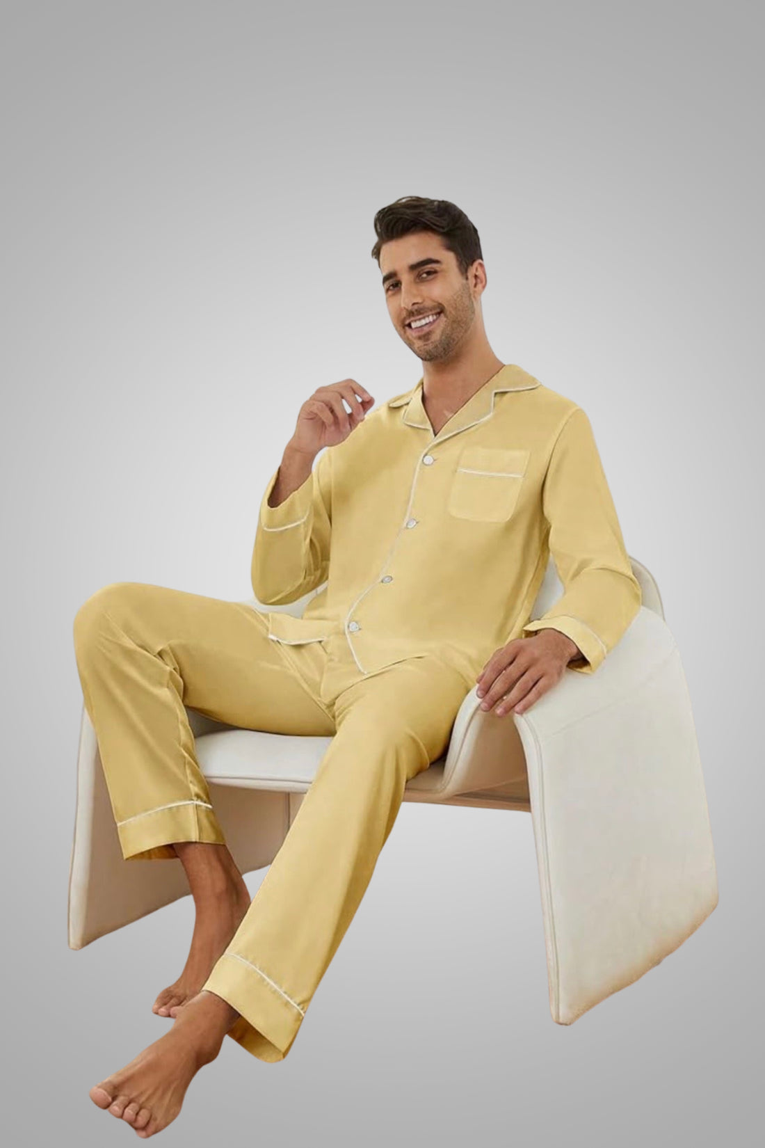 Men's Cotton Pajama Set Long Sleeve Sleepwear