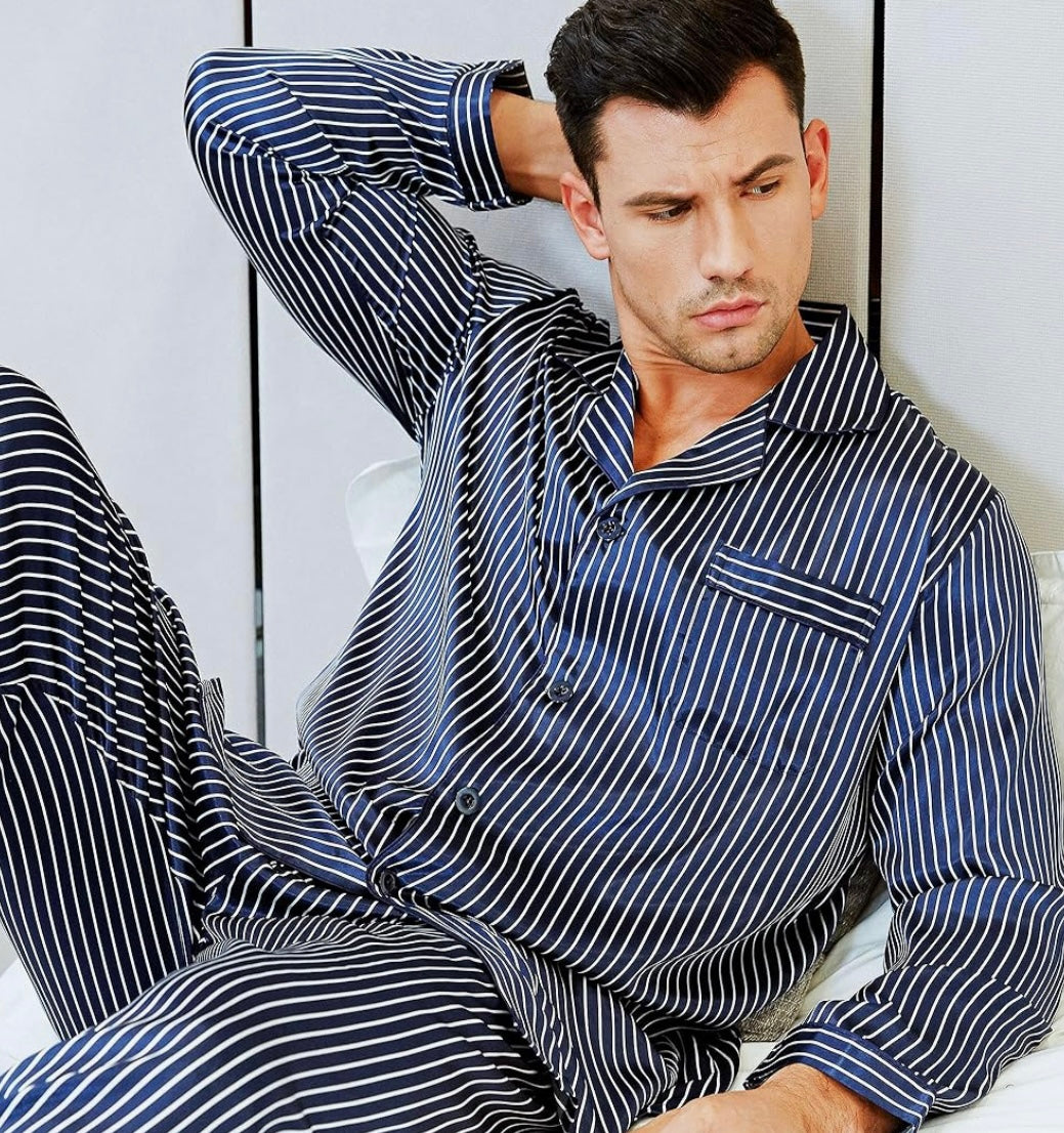 Men's Pajamas Sets Silk Sleepwear