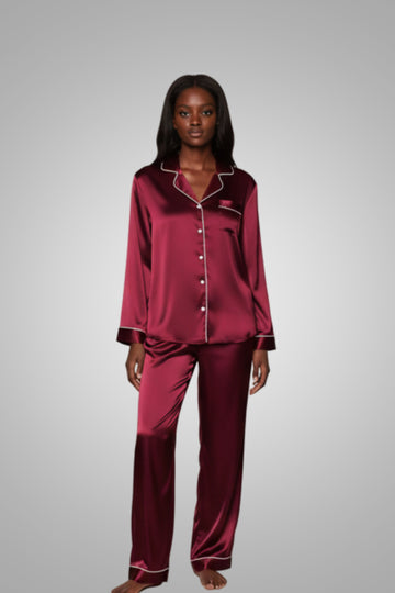 Plain Satin Silk Night Suit For Women And Girls With Shirt And Trouser