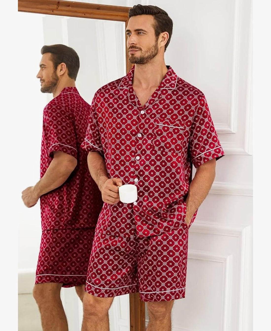 Men's Silky Satin Pajama Short Set