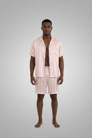 Men's Silk Satin Pajamas Set 2-Piece Short Sleeve Sleepwear