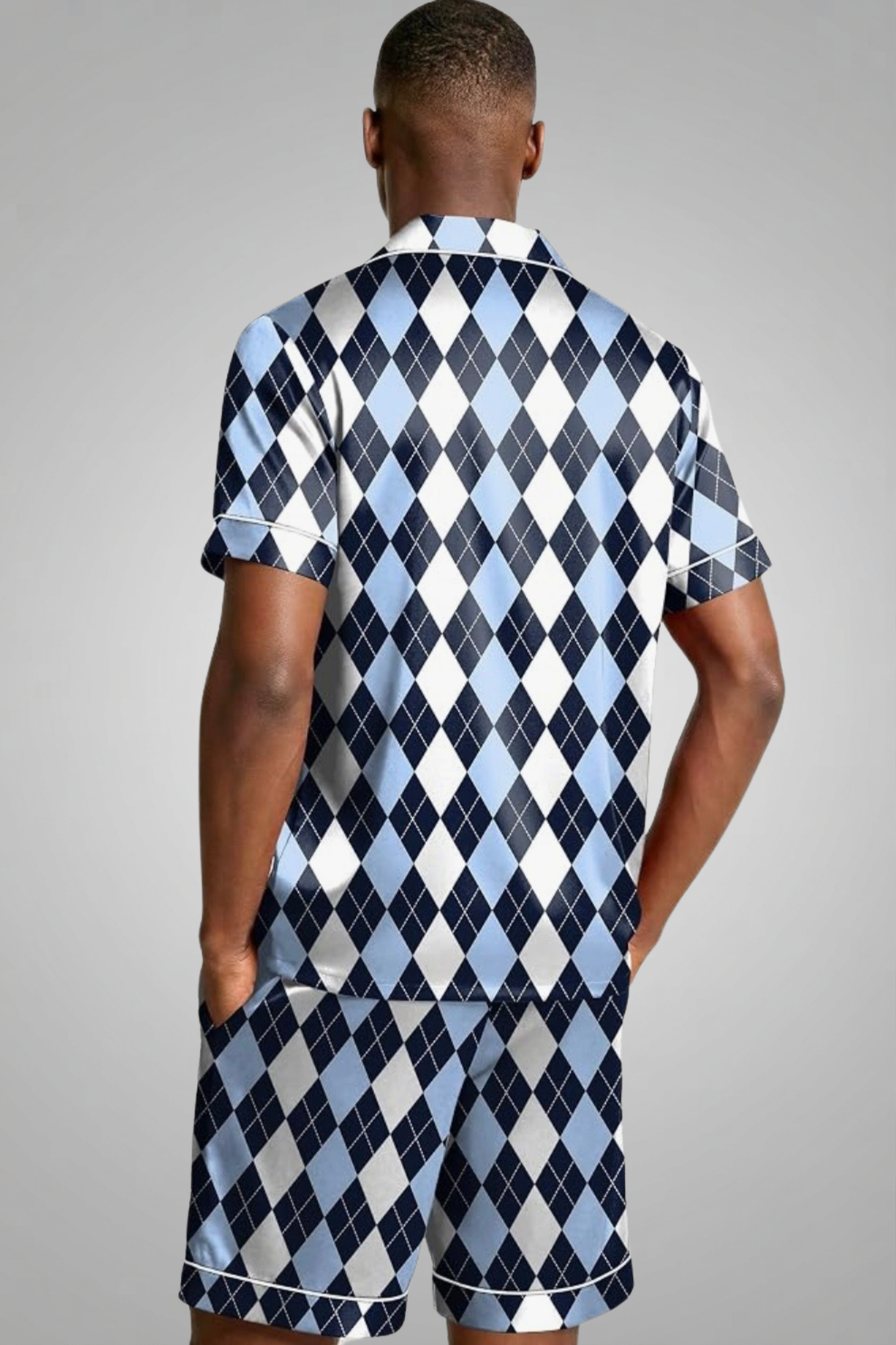 Men's Silk Satin Pajamas Set Short Sleeve Sleepwear