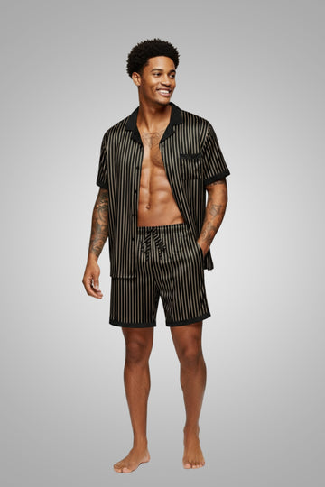 Men's Silk Satin Pajamas Set with Pockets Sleepwear