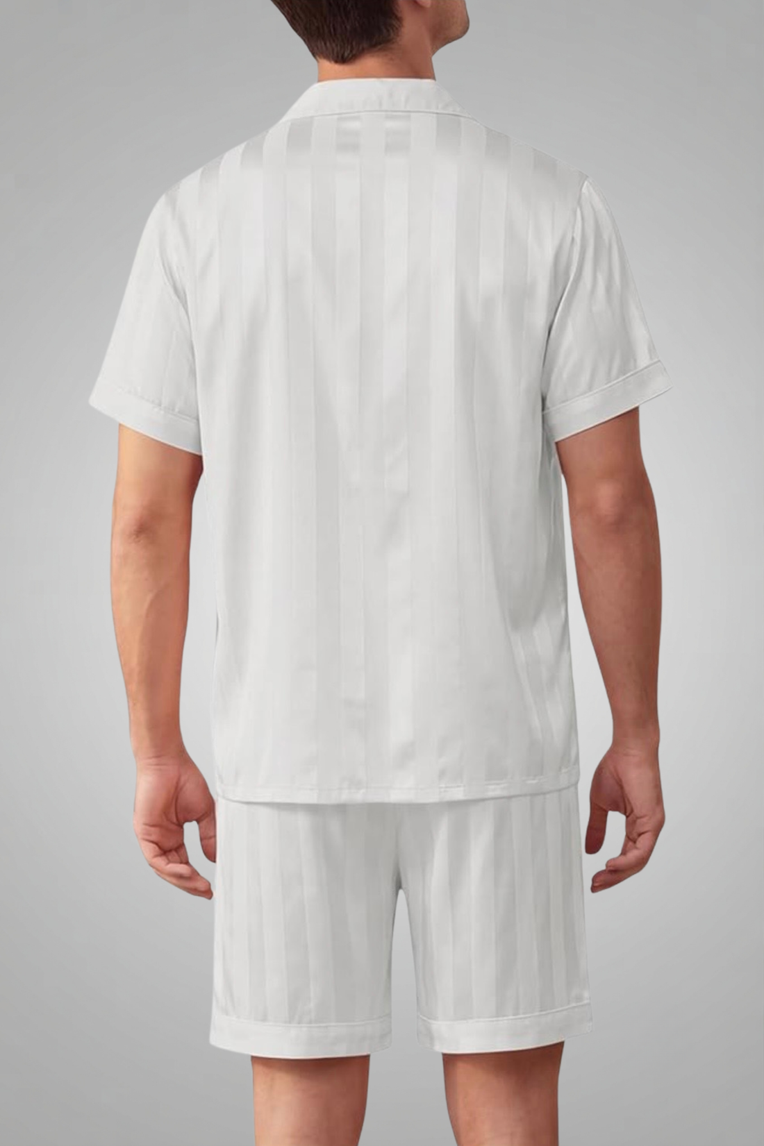 Men's Silk Satin Pajamas Set Short Sleeve Sleepwear