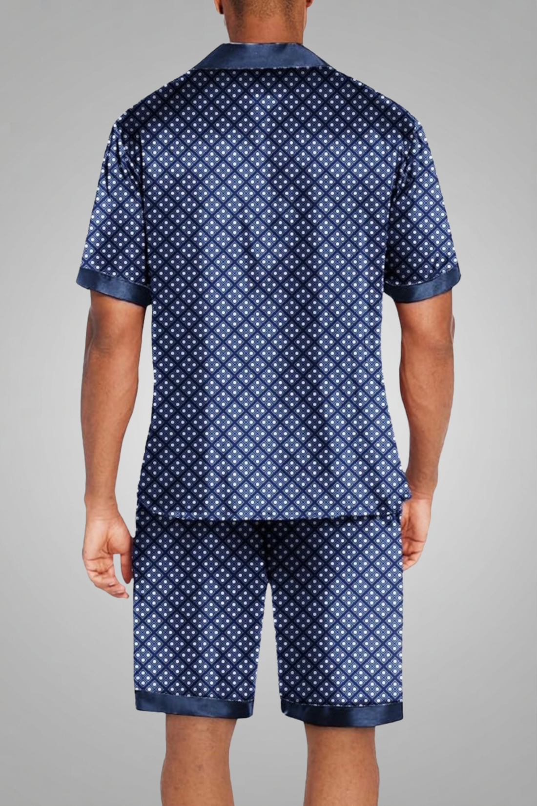 Men's Silk Satin Pajamas Set Short Sleeve Sleepwear