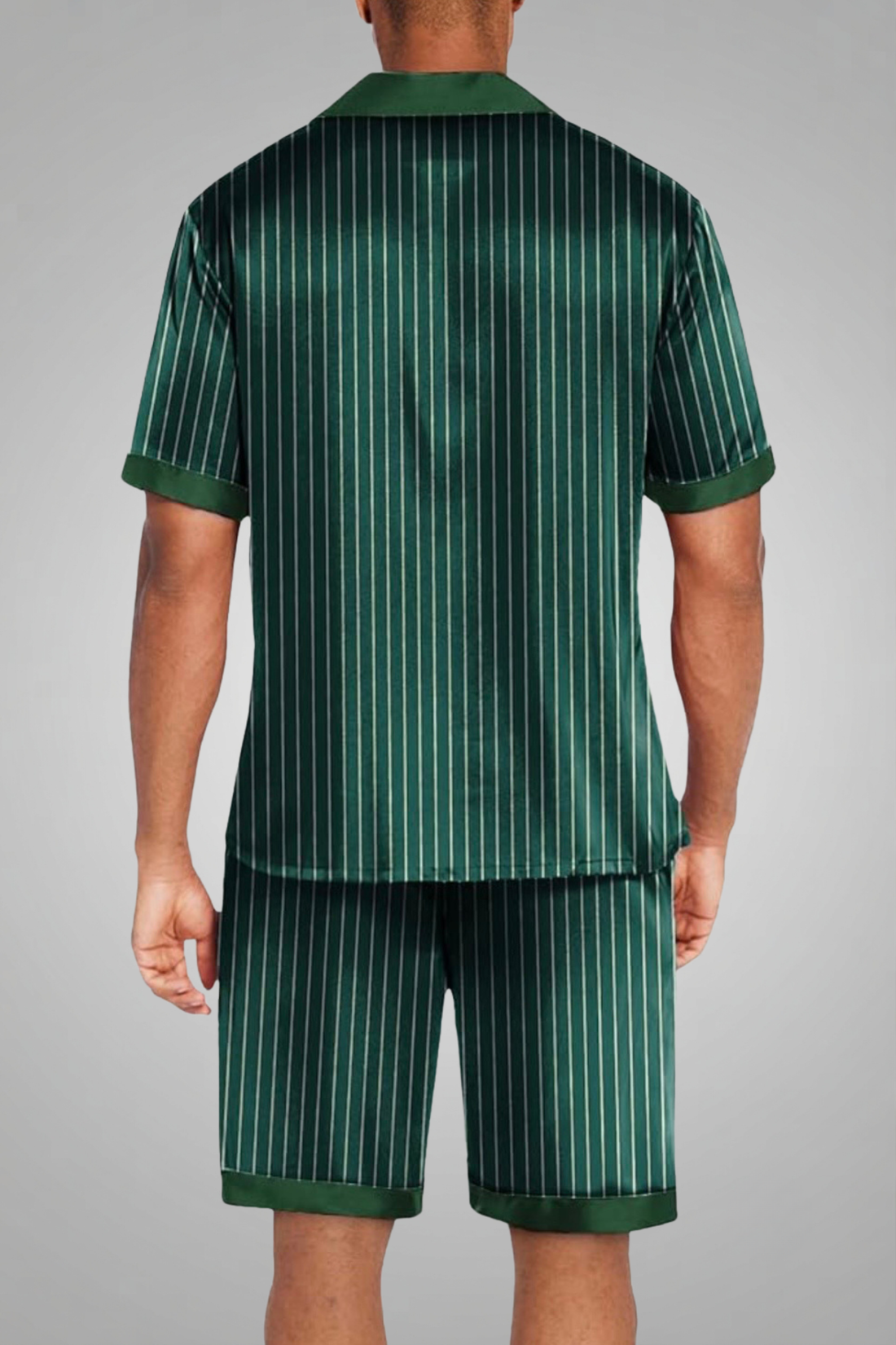 Men's Silk Satin Pajamas Set Short Sleeve Sleepwear
