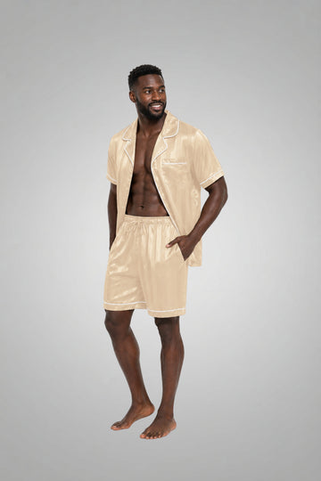 Men's Silk Satin Pajamas Set Short Sleeve