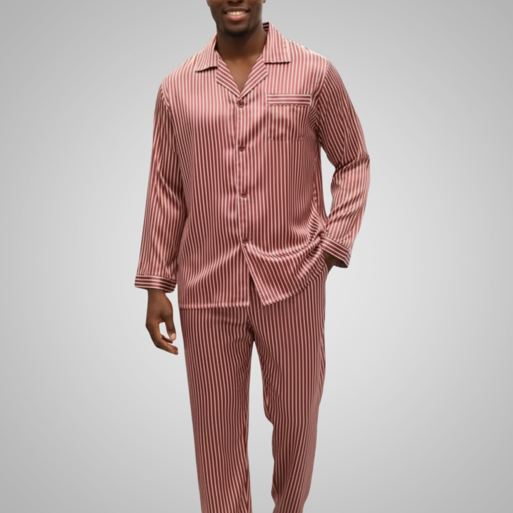 Men's Linen Pajamas Sets Silk Sleepwear